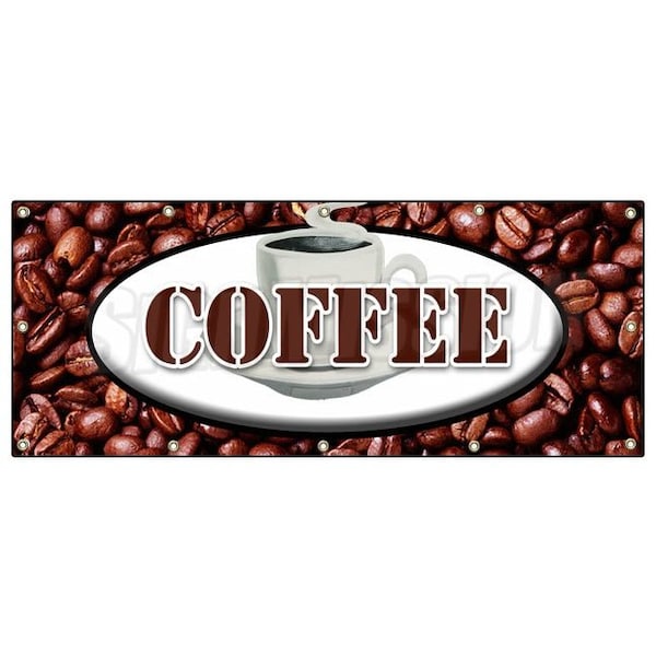 COFFEE BANNER SIGN shop cafe beans hot cappuccino signs iced fresh